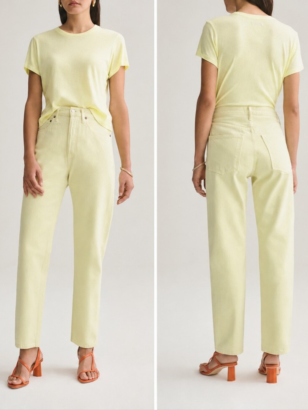 NWT AGOLDE 90's Mid Rise Loose Fit in Limoncello- Pale Yellow Straight-Leg Jeans